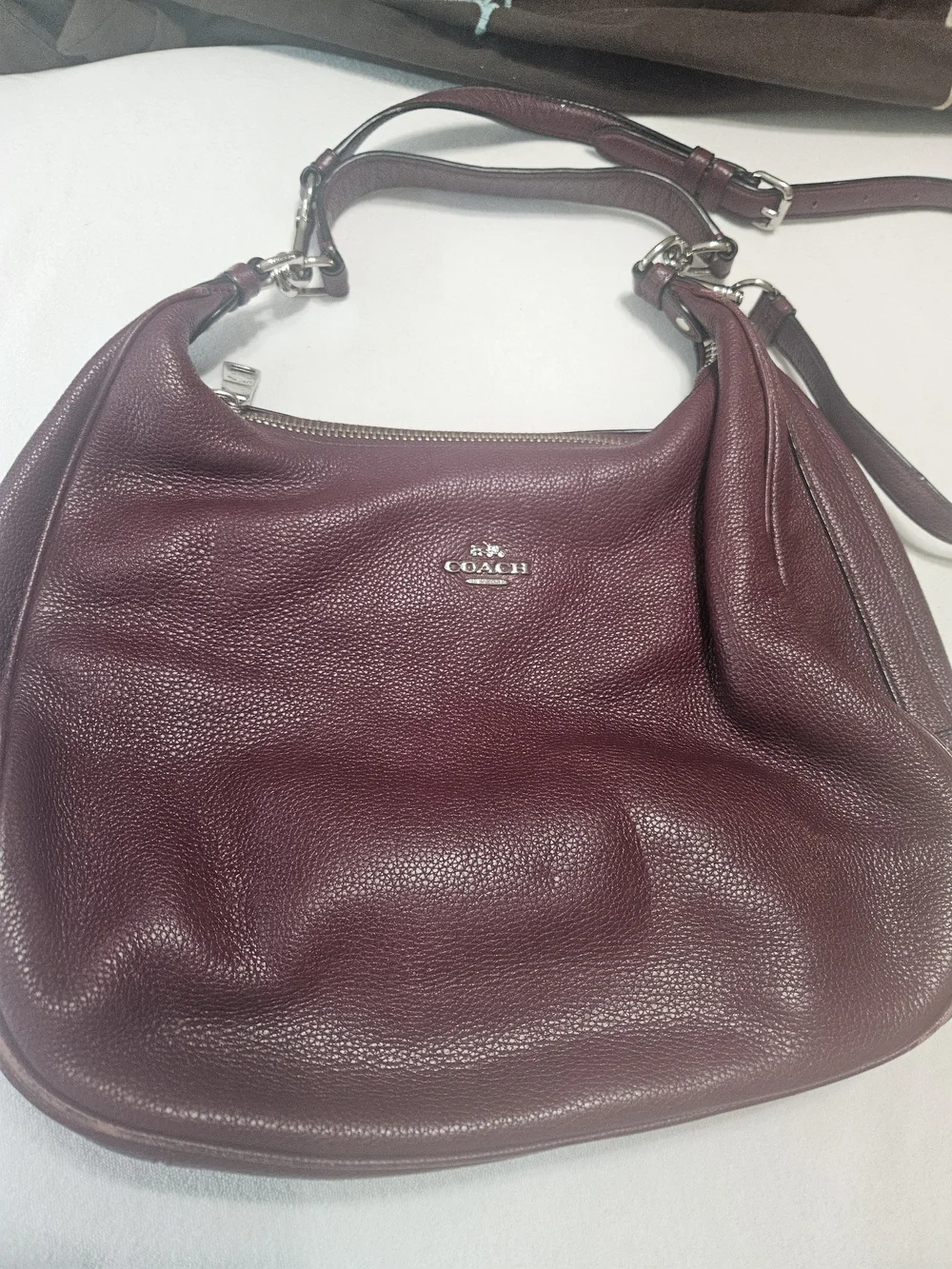 Coach Harley Women's Pebbled Leather Hobo Bag in Burgundy